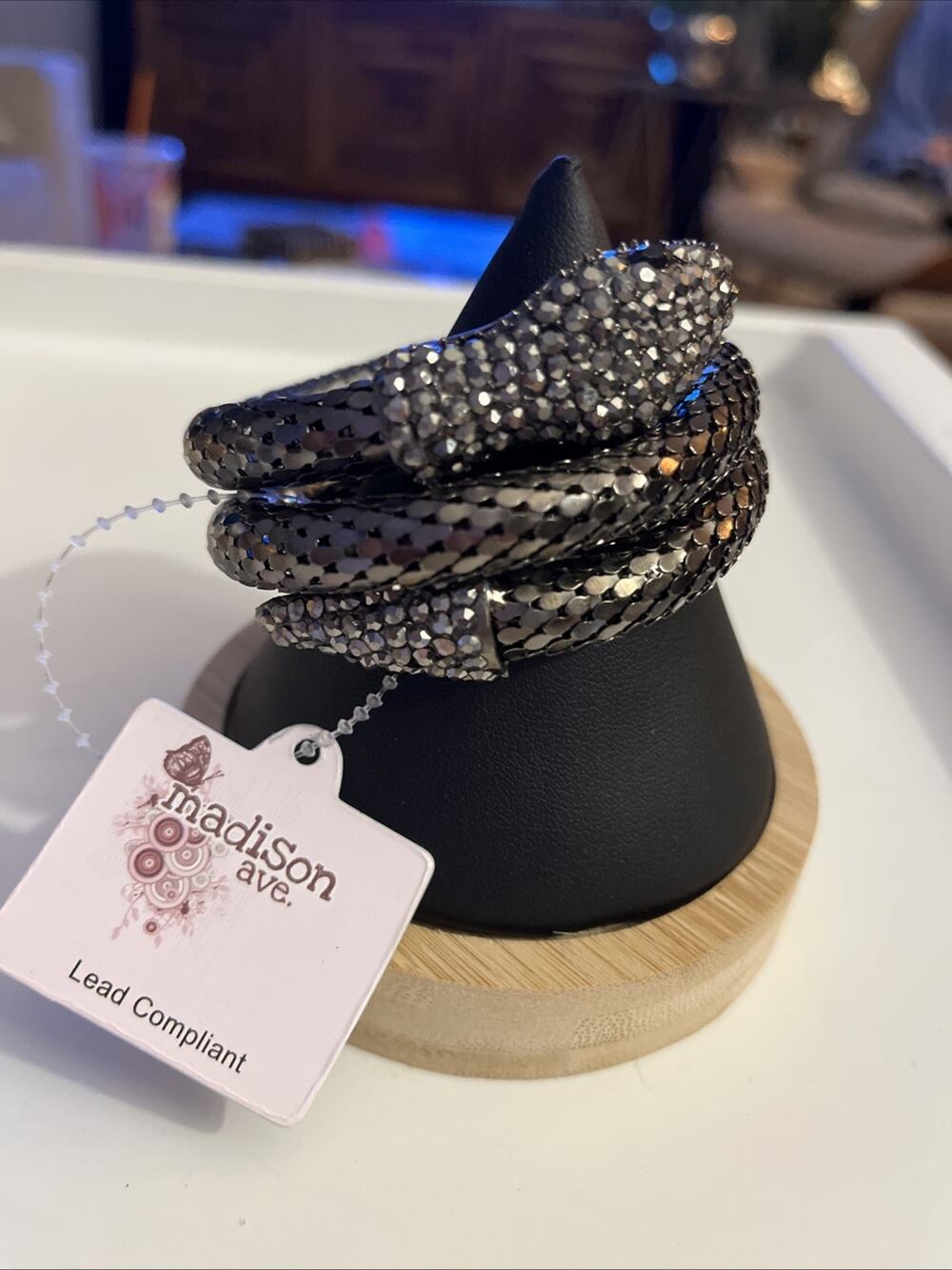 Madison Ave.Snake Bracelet Mesh Coiled Scales Crystal Rhinestone Wrap (B3)